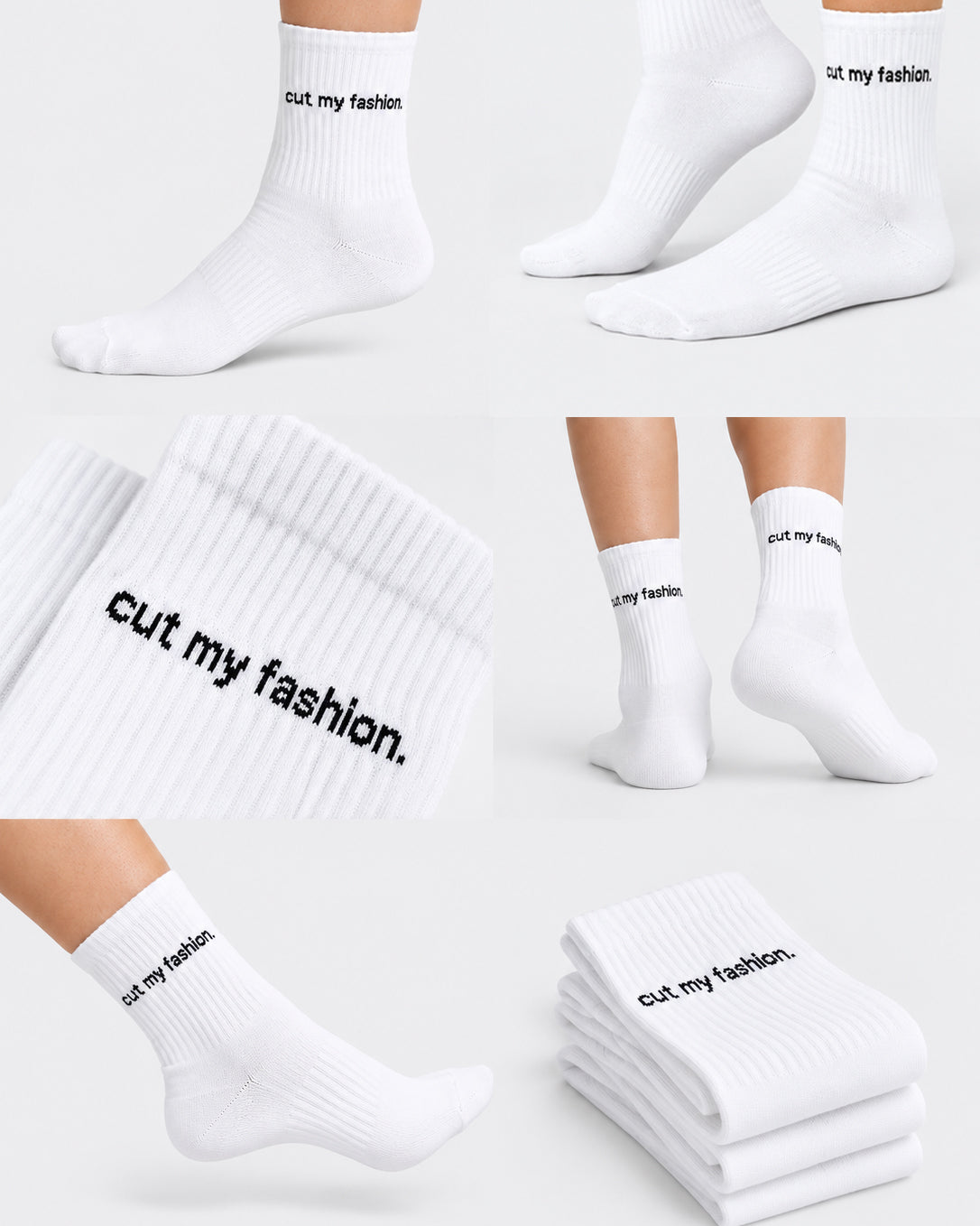 Unisex white socks CMF389