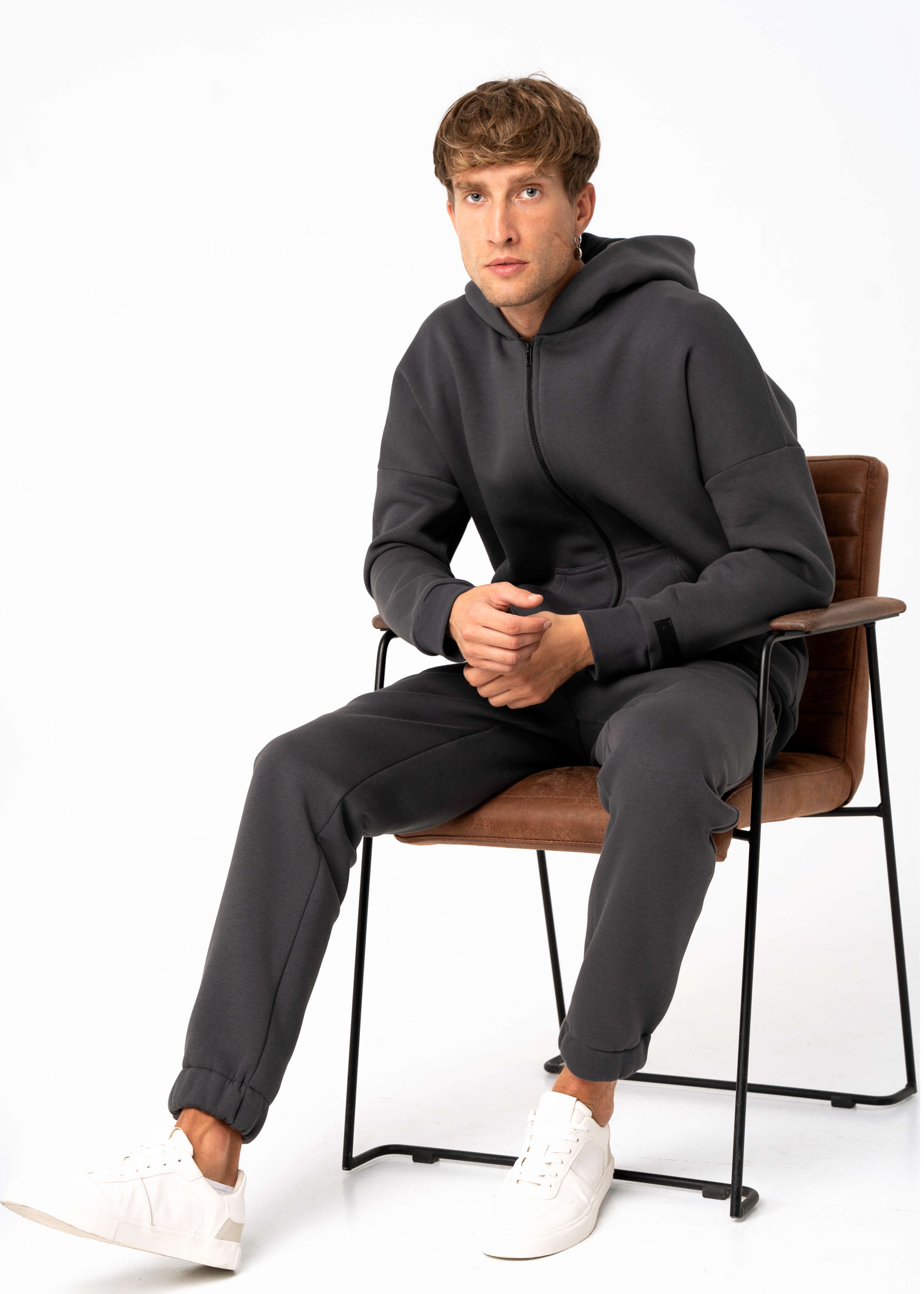Men's cutmyfashion zip-up tracksuit in grey