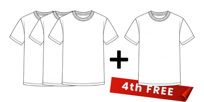 Four T-shirts illustration showing a “4th FREE” offer