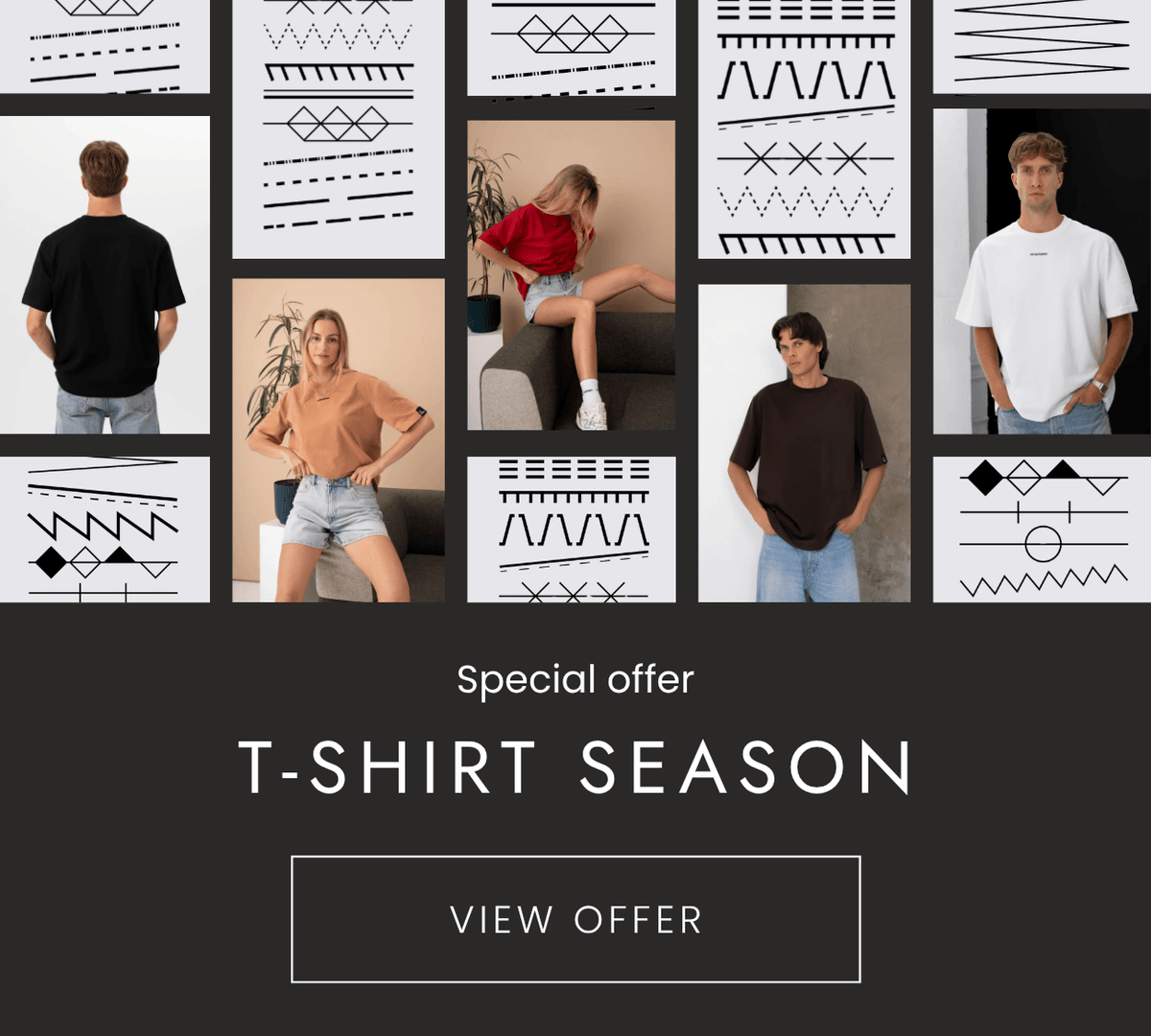 Seasonal T-shirt offer banner by cutmyfashion with a “View offer” button.
