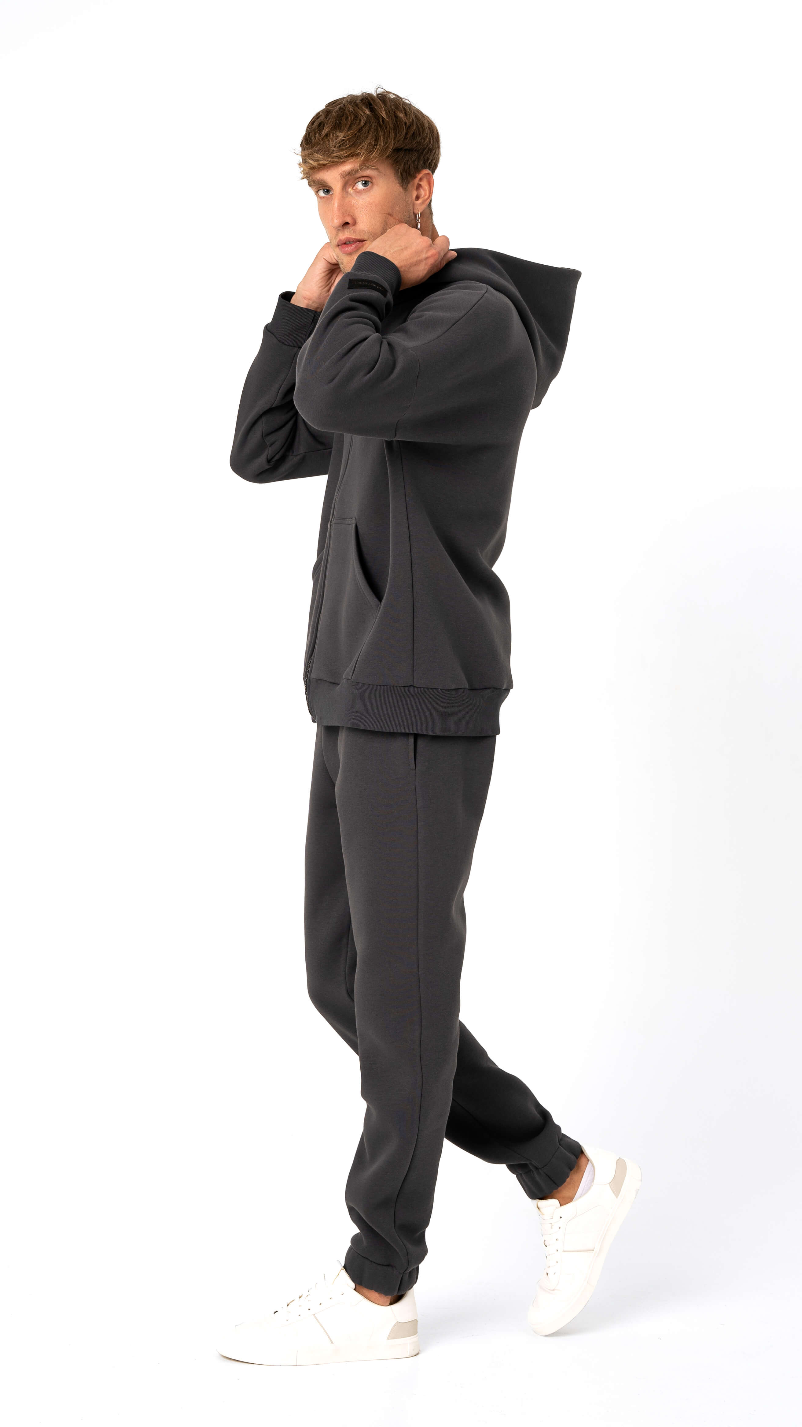 Men's cutmyfashion zip-up tracksuit in grey