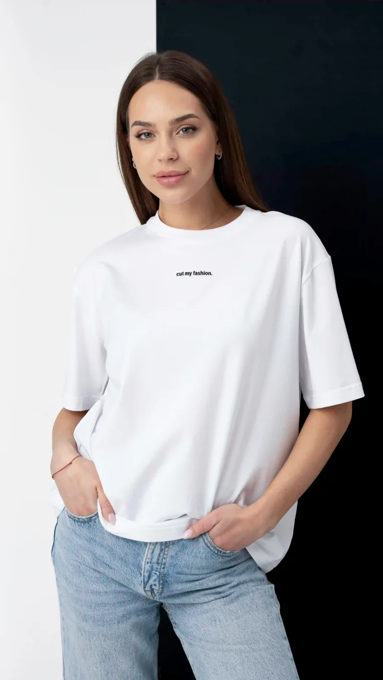 Balti oversized moteriški marškinėliai CMF471