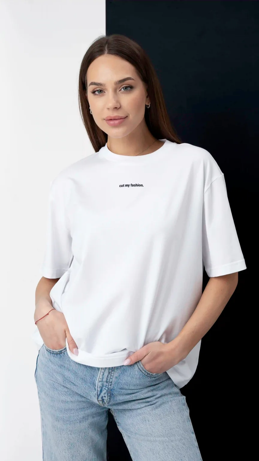 Balti oversized moteriški marškinėliai CMF471