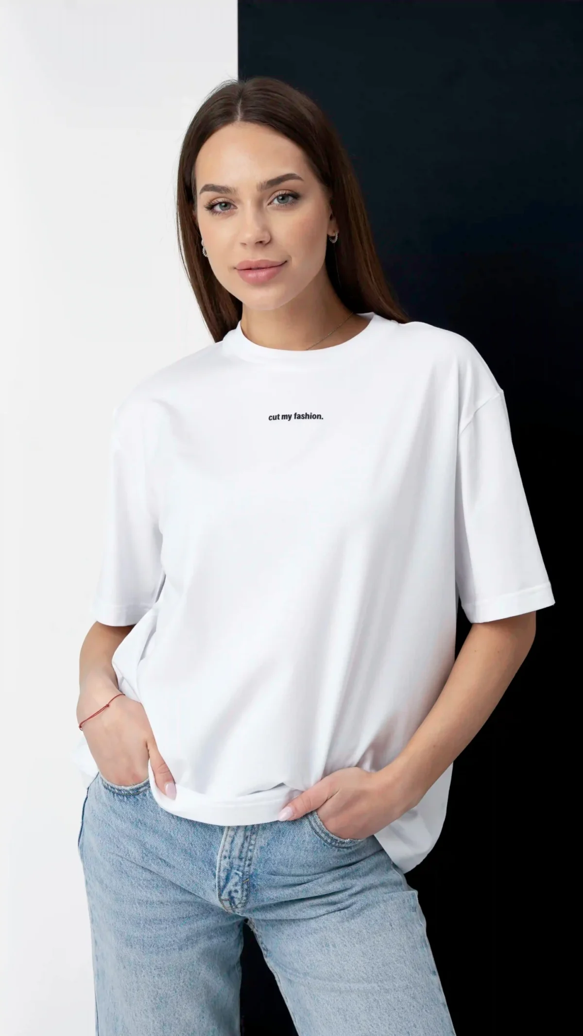 Balti oversized moteriški marškinėliai CMF471