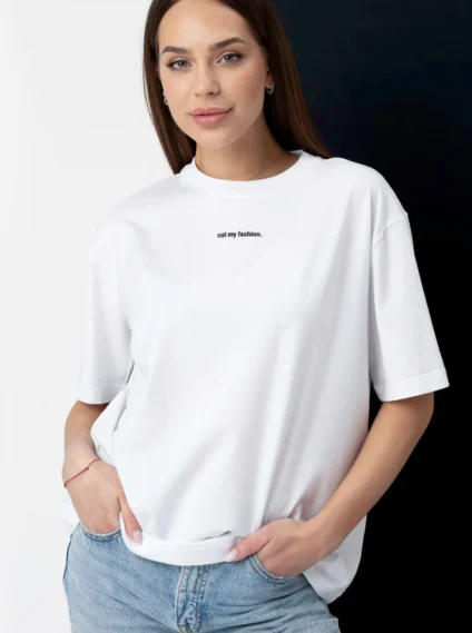 Balti oversized moteriški marškinėliai CMF471