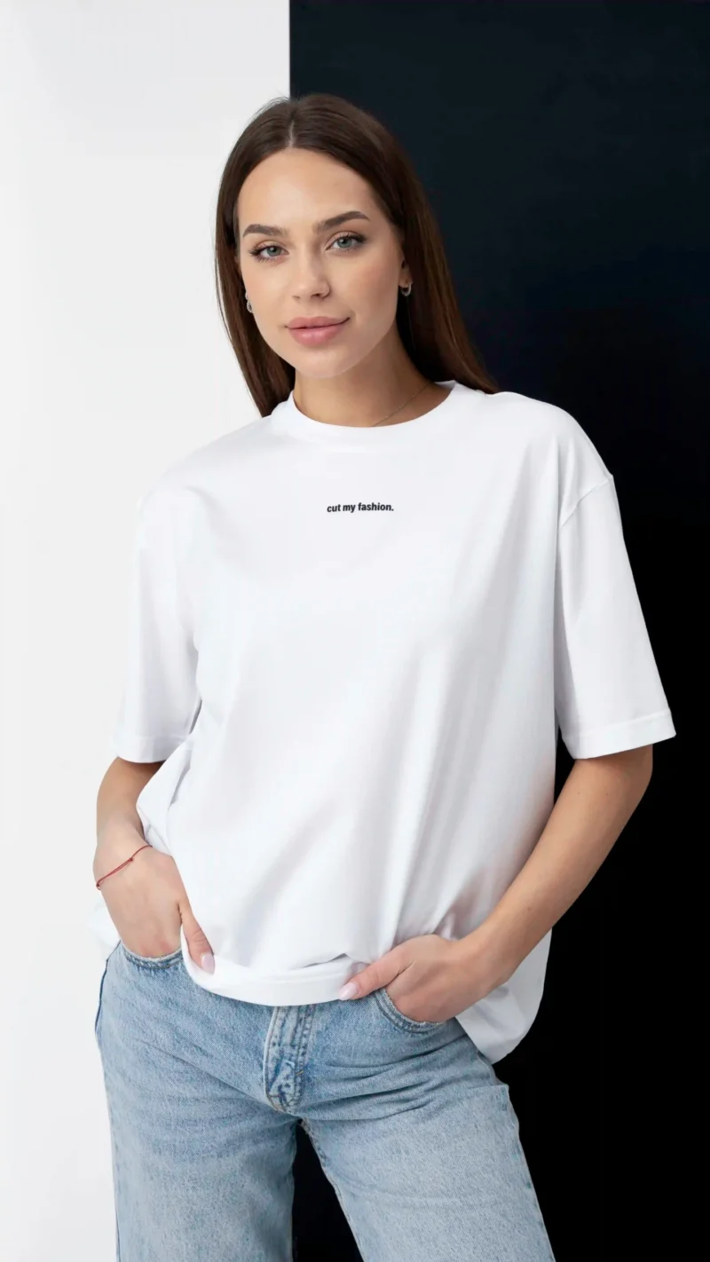 Balti oversized moteriški marškinėliai CMF471