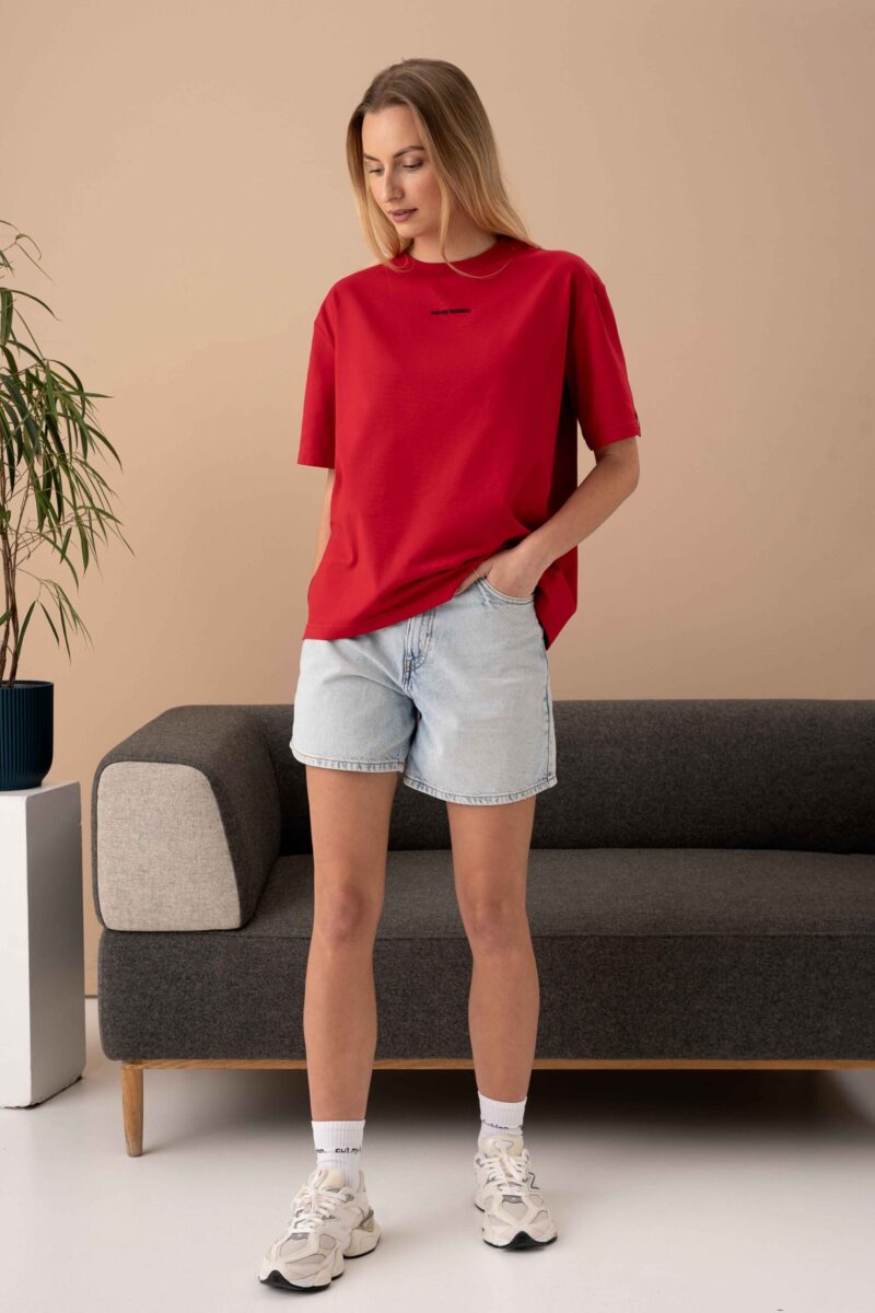 Red Oversized Women's T-shirt CMF553